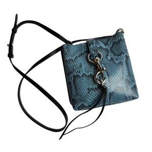 REBECCA MINKOFF Megan Mini Blue Python Leather Feed Bag $248